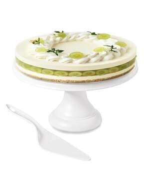 9.6 Inch White Cake Stand with Cake Server Set